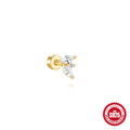 S925 sterling silver geometric flat column thread ear bone studs in gold plating.