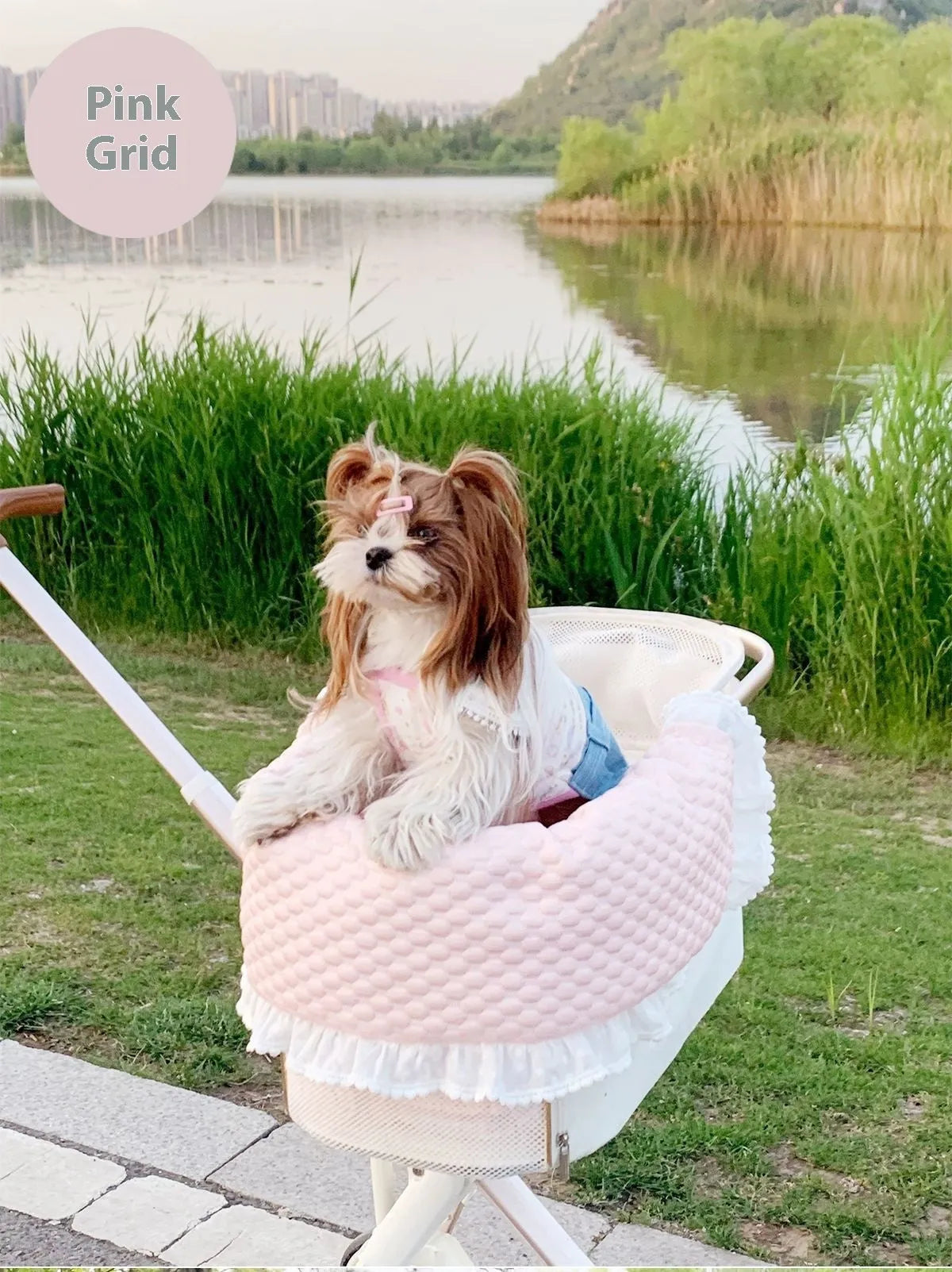 Pet stroller three-piece bedding set with towel, cushion and pillow in cotton cloth