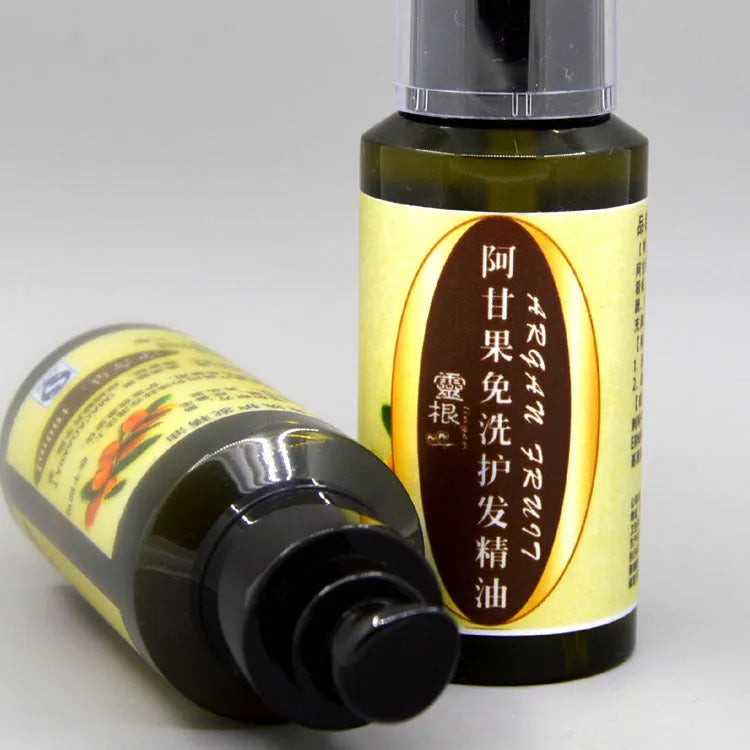 Smooth shiny frizz-resistant leave-in hair oil for colour protection and split end treatment in a bottle