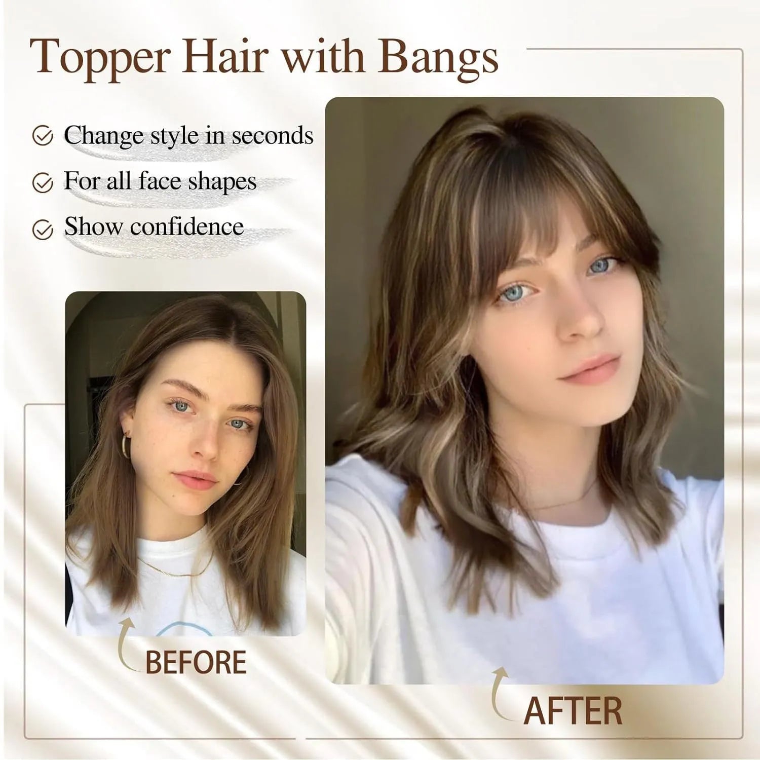 Women's hand-woven high temperature fibre wig natural lightweight breathable cover grey hair invisible cap