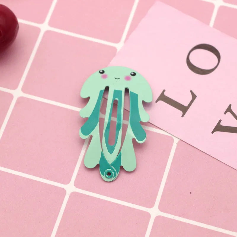 Children's metal barrette with baking varnish finish, colour-printed watermelon design