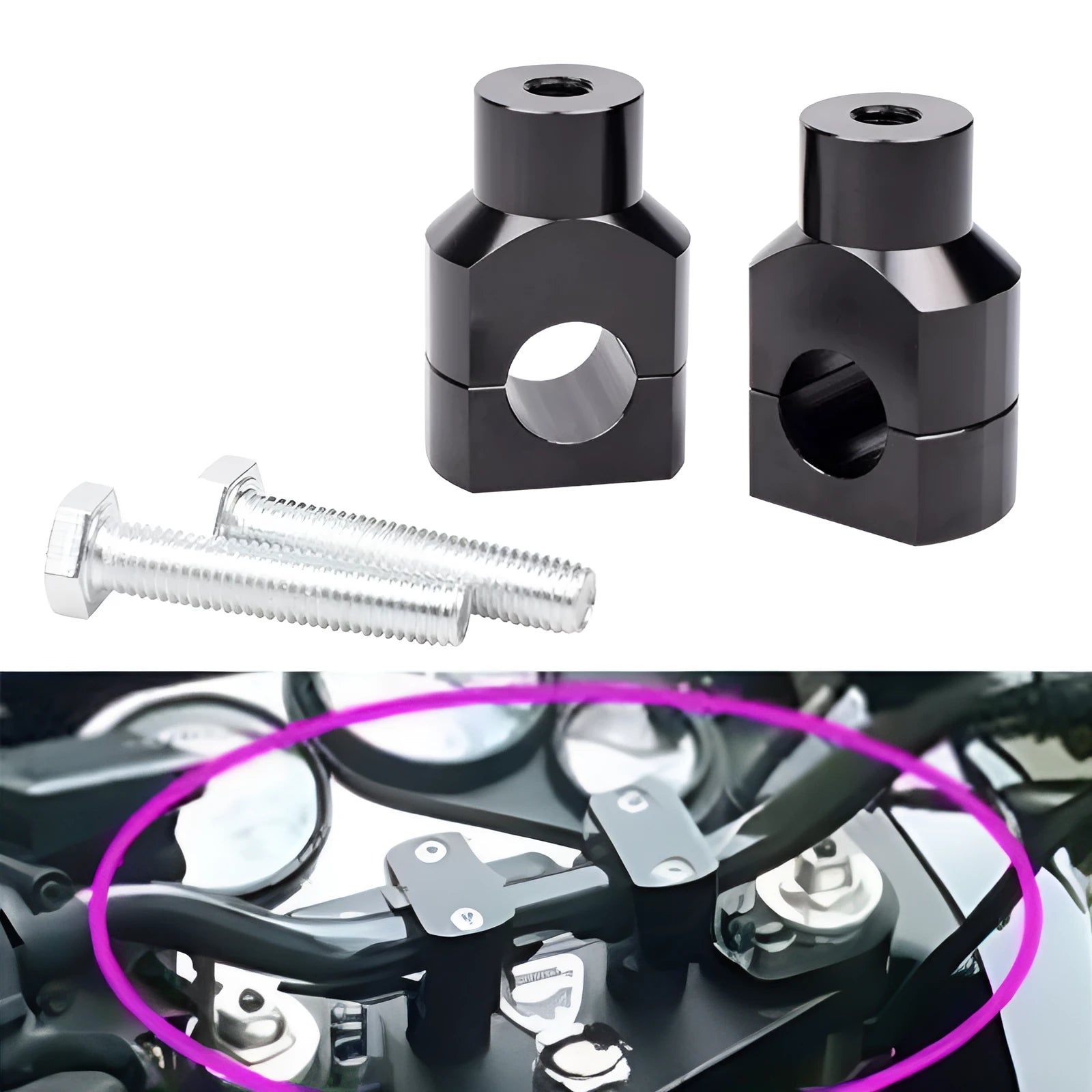 Black aluminium alloy 25mm universal handlebar riser kit for Harley Davidson motorcycle