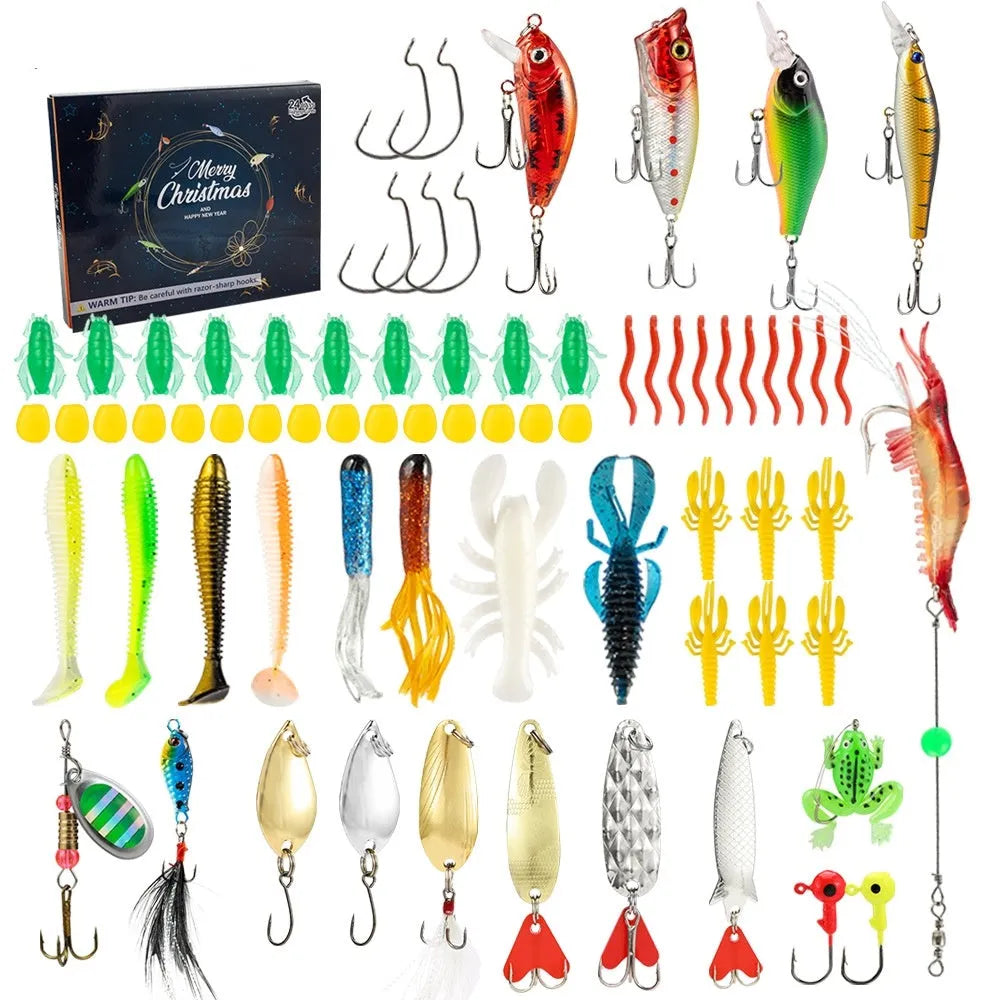 24-piece metal blind box Christmas fishing set collection with Mino Bog theme