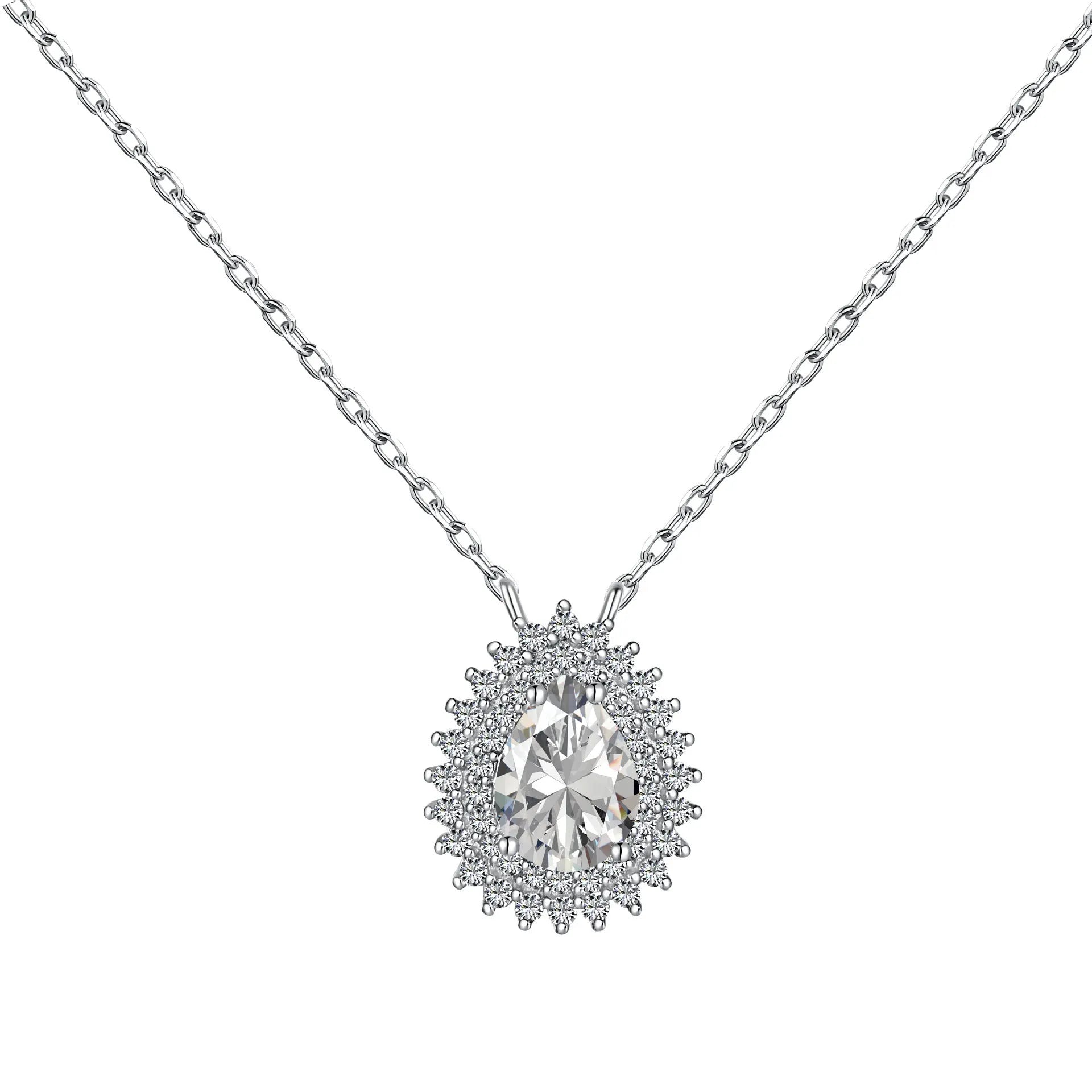 Sterling silver jewellery set with water droplet design necklace ring and earrings in gold finish