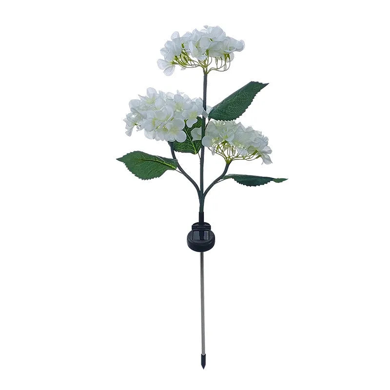 LED simulation festive lantern with hydrangea flower shape in blue, outdoor courtyard decoration with raw silk and PVC construction