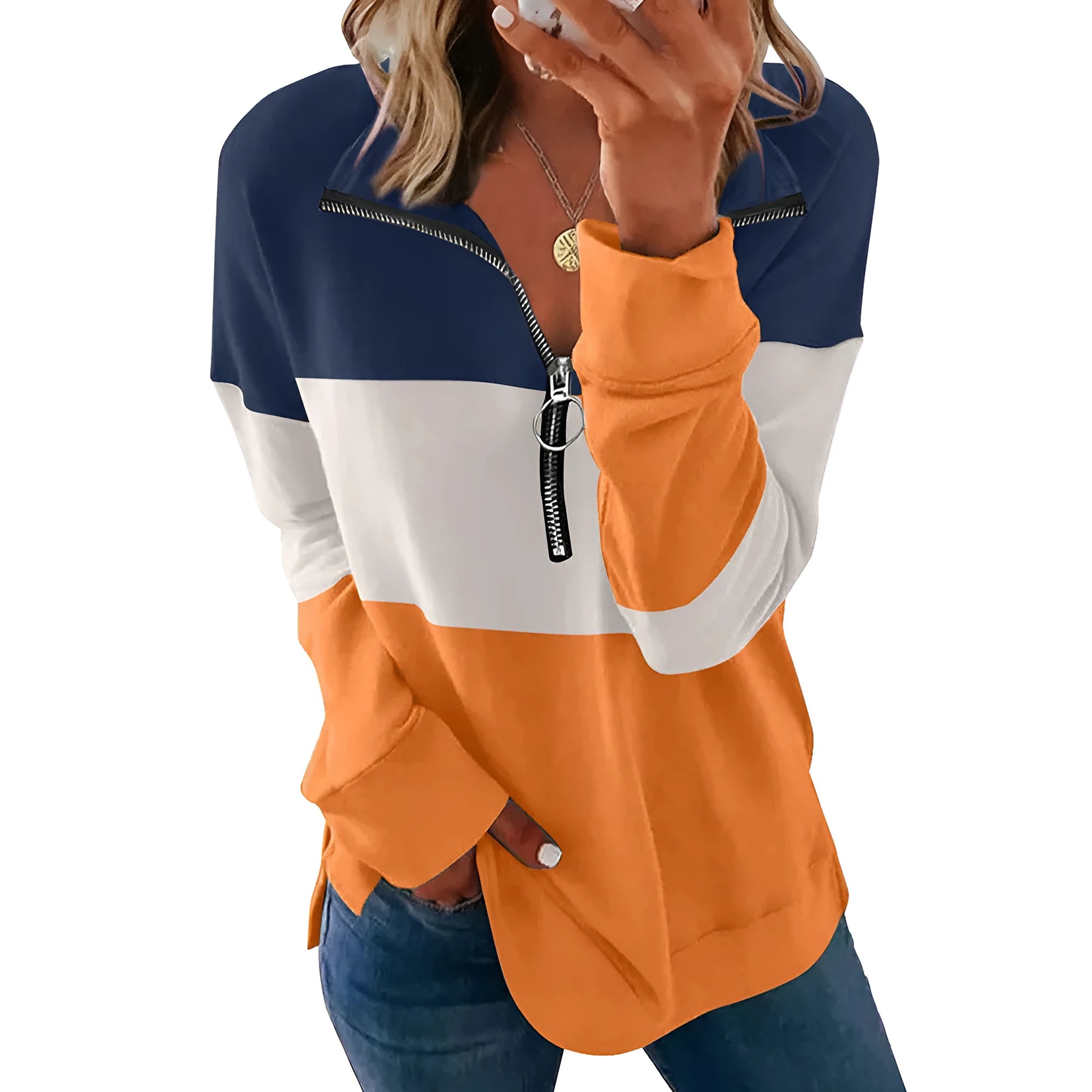 Women's loose long-sleeved leopard print sweater in various colours on a hanger.