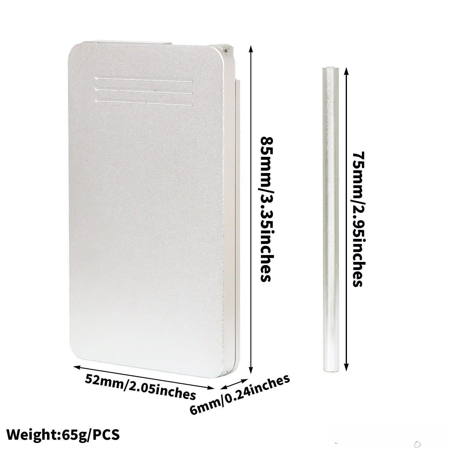 83mm long metal push-pull cigarette case with bottle opener in gold finish
