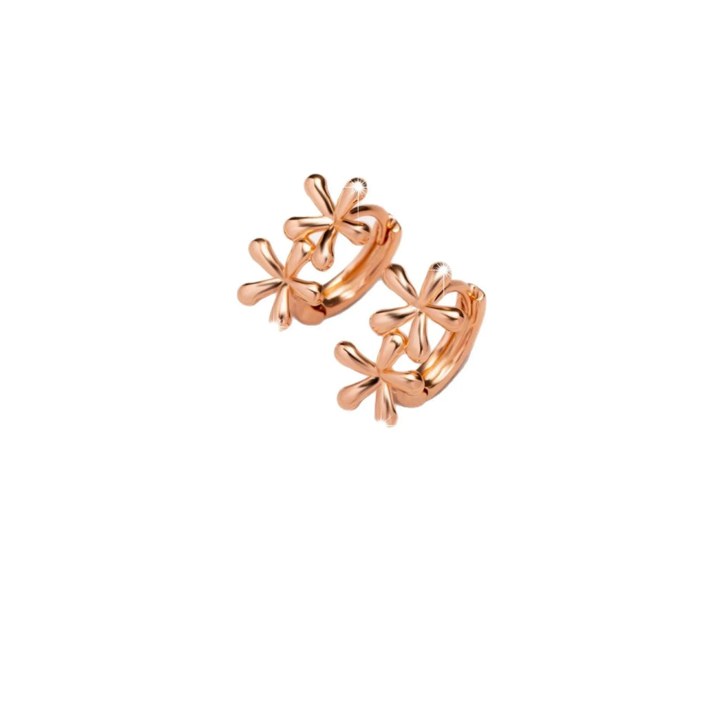 Rose gold electroplated waterdrop flower earrings with circular European style design for women