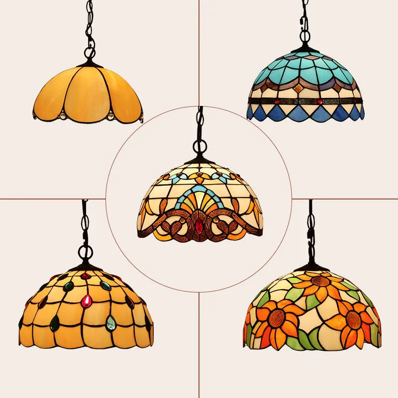 European Retro Baroque style chandelier made from coloured glaze glass with abstract modelling