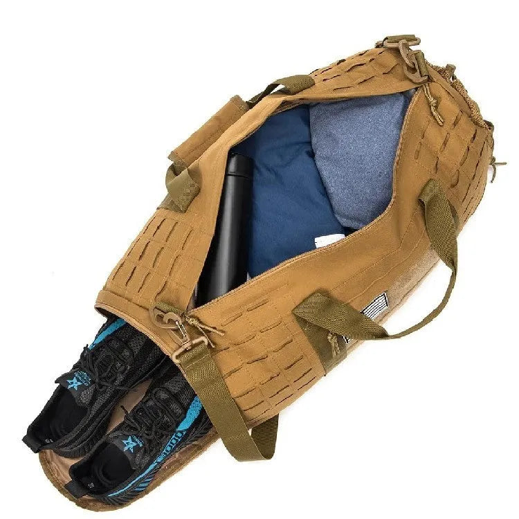 Men's Oxford cloth sports fitness handbag in Army Green colour showing 56x26x25cm dimensions
