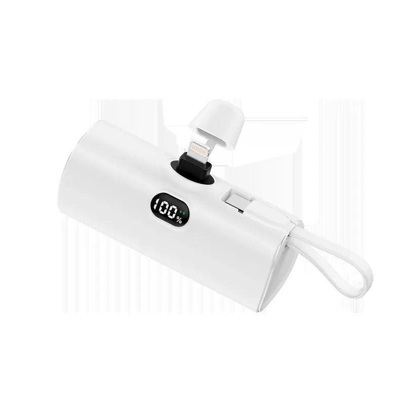 Capsule digital display wireless power bank with built-in plug in five colour options