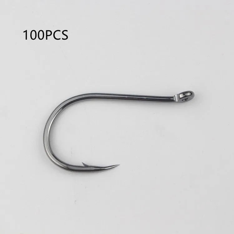 Alloy carbon steel barbed fishing hooks with ring eyes in various sizes for rock and sea fishing