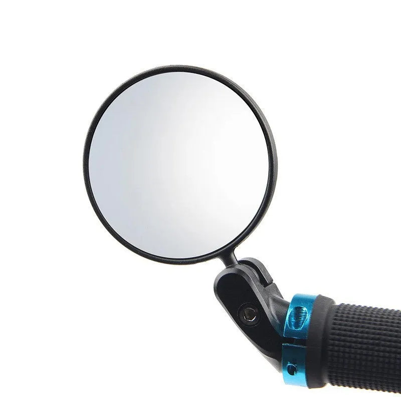 Black foldable convex rearview mirror with 7cm diameter reflector and rotating mount