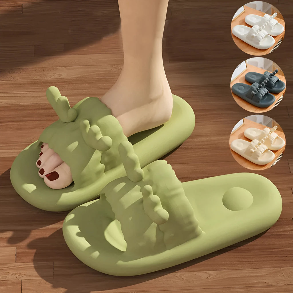 Deer horn patterned summer slippers with hollow-out EVA design in multiple colours