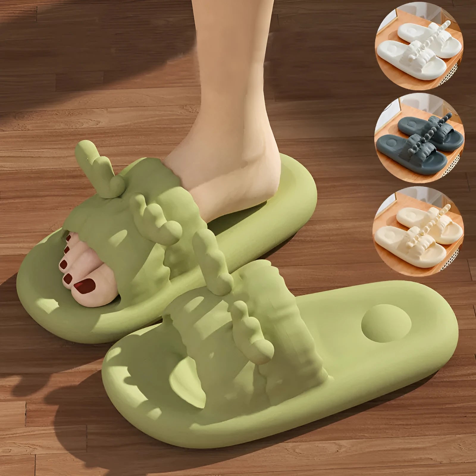 Deer horn patterned summer slippers with hollow-out EVA design in multiple colours