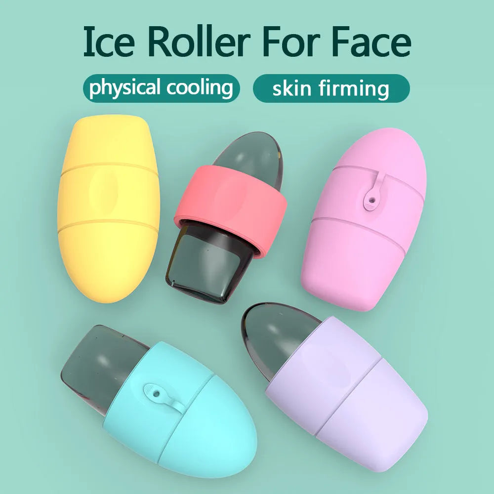 Silicone ice face roller for cooling massage, reducing puffiness and fine lines
