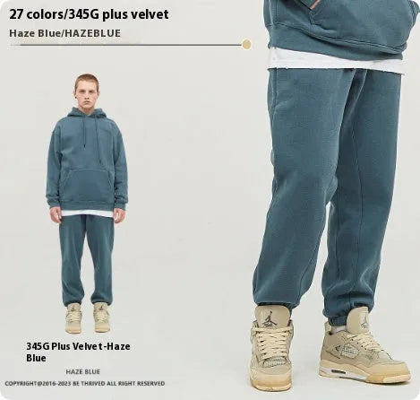 Men's cotton velvet sweatpants with ankle band design in multiple colour options