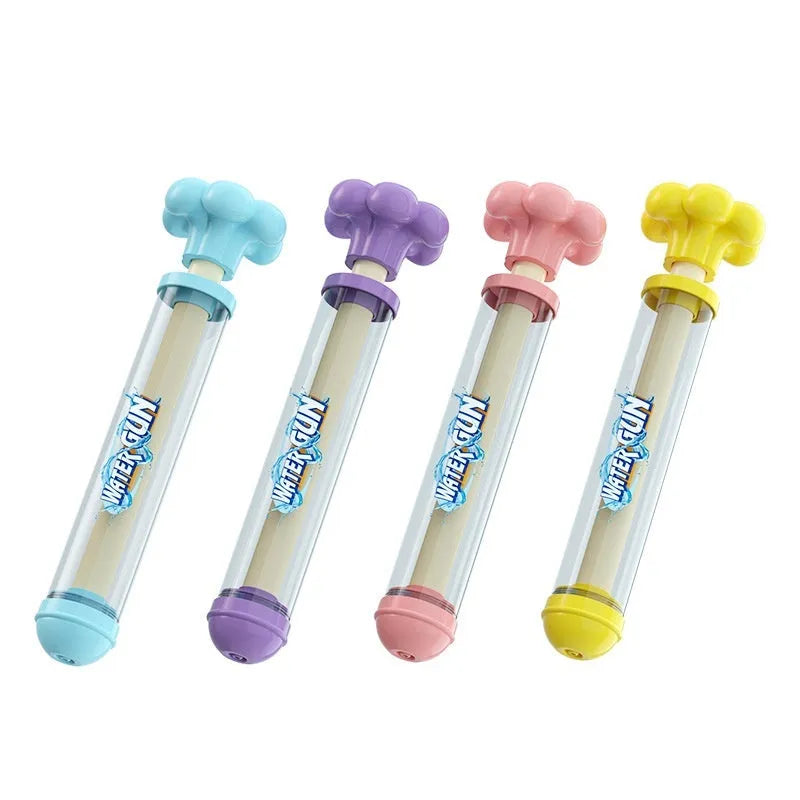 Plastic pull-out children's toy water pistol 27cm single tube water monitor in blue fireworks shape