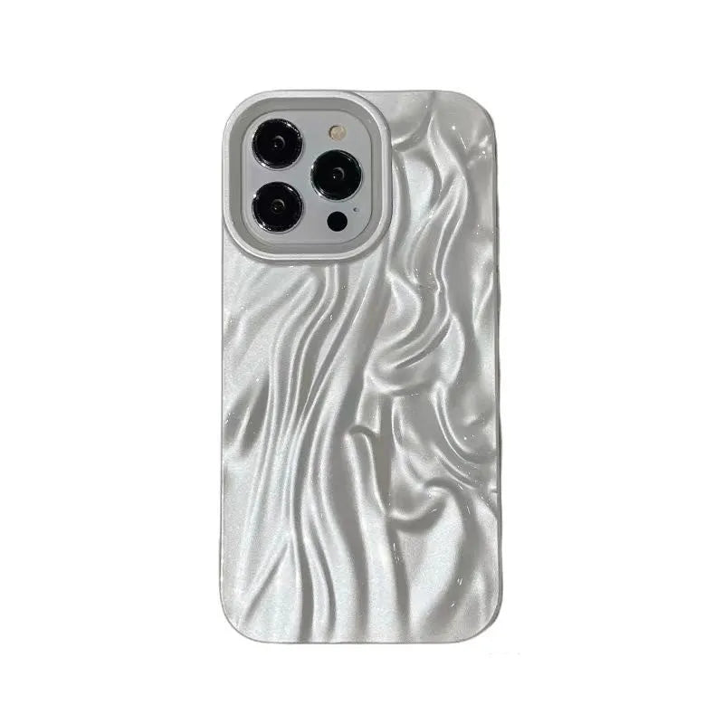 Pleated TPU phone case for iPhone 11 to 14 Pro Max in Pearl White with shockproof protection