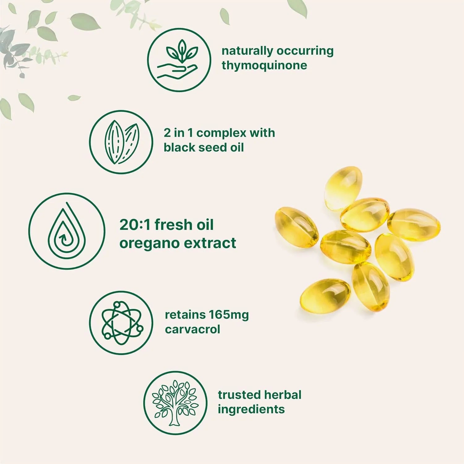 Black seed oil 500mg soft gel capsules in blister pack packaging for adult dietary supplement