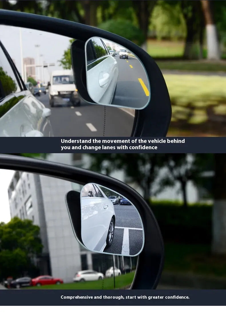 Small round frameless glass rearview mirror for general vehicle fit, one pair pack