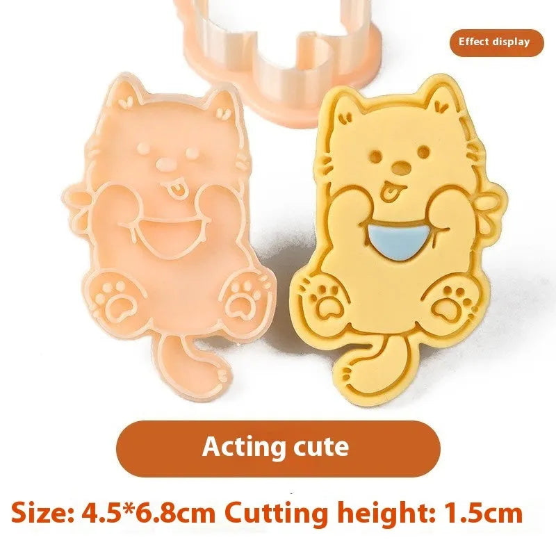 Three-dimensional plastic pet biscuit mould with cartoon puppy designs