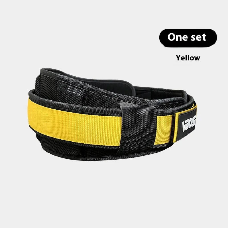 Black fitness waist support belt for squat weightlifting hard pull push training adjustable