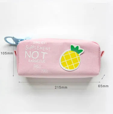 Creative Simple Cute Corner Animal Pencil Case in leather, 16 colour options including Black Cat, Blue, and Fruit Watermelon