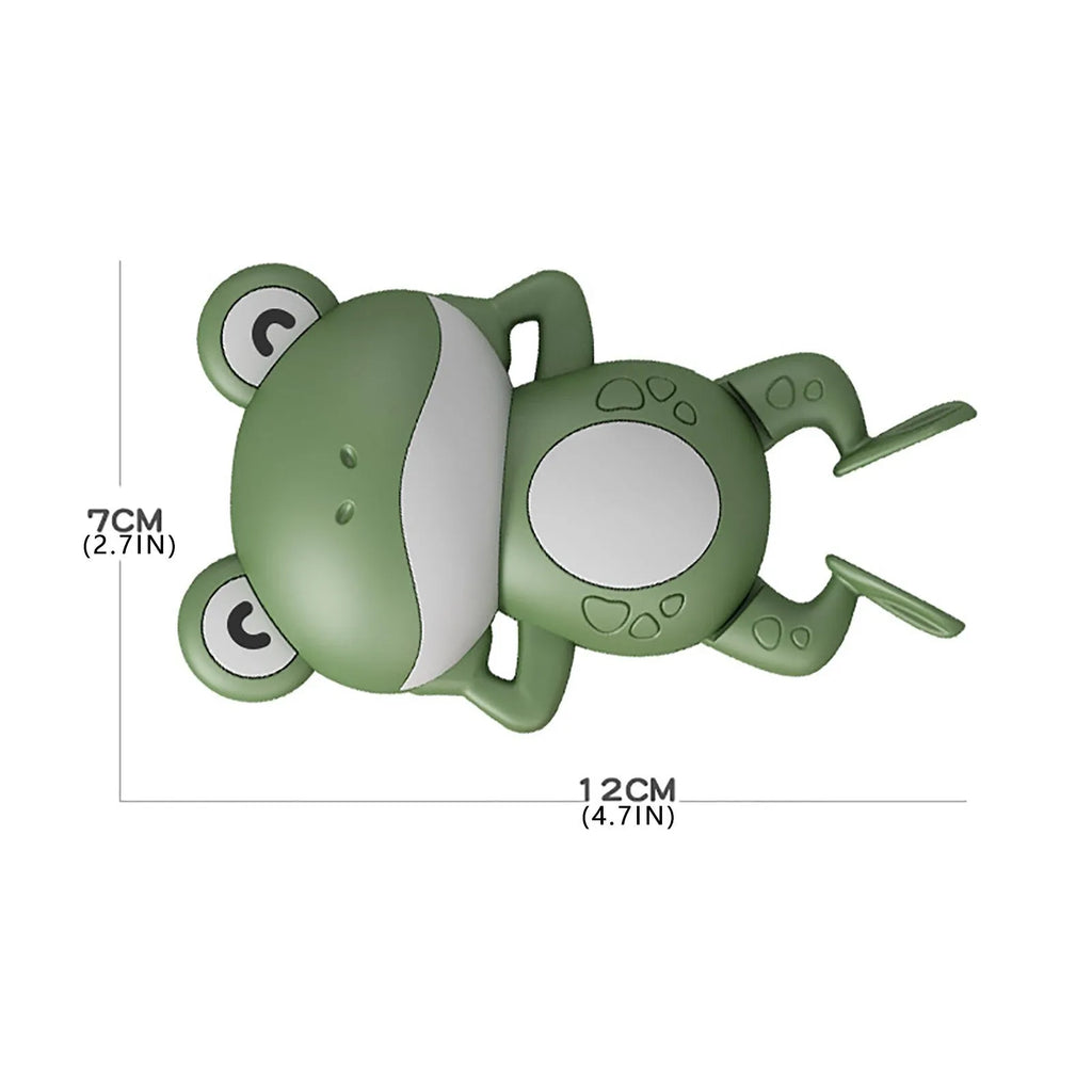 Little Frog bath toy in Deep Mist Blue, wind-up floating water toy, ABS plastic, 14x10cm, for infants 0-3 years