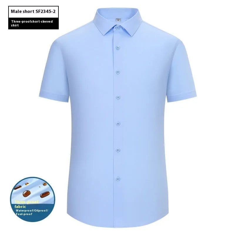 Men's slim fit bamboo fibre business shirt in solid colour with square collar.