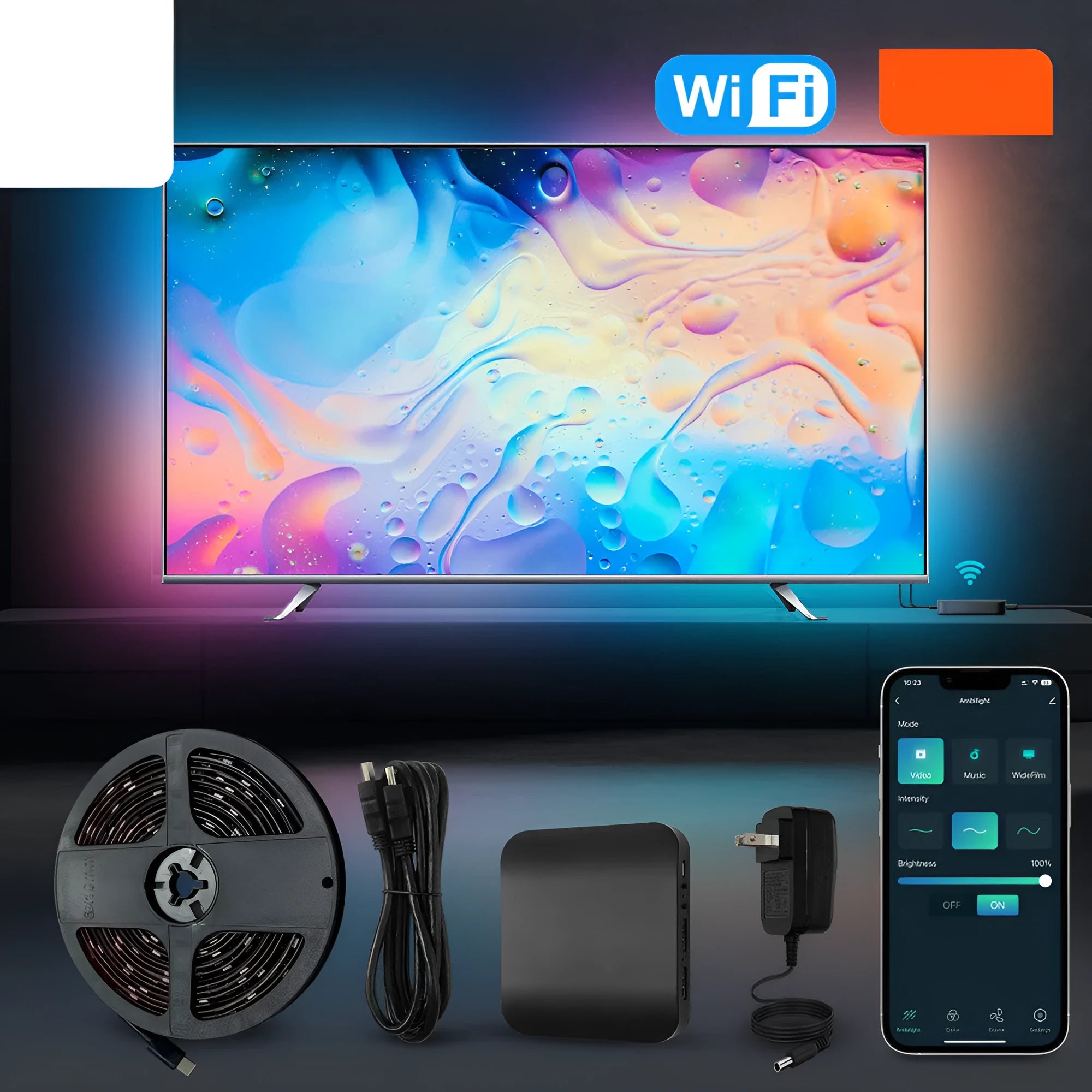 Smart waterproof light strip for television background lighting in three length options