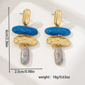 A pair of simple geometric stud earrings with a multicolour electroplated finish.