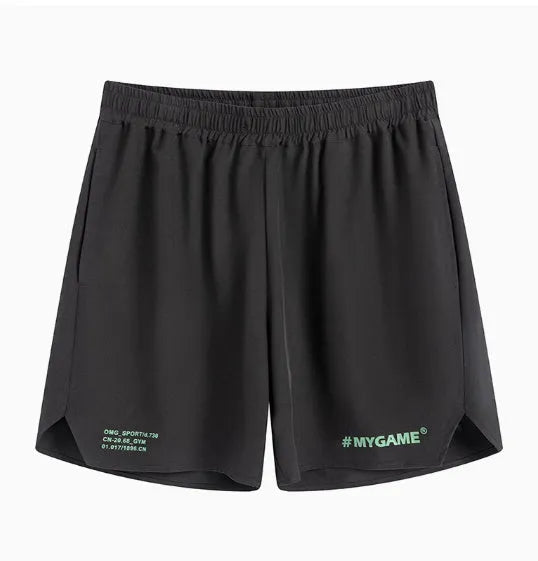 Men's fitness training shorts in blue, black, grey or white with moisture-wicking fabric