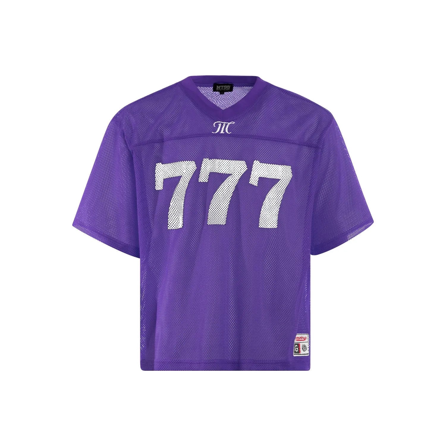 Retro loose-fit summer t-shirt in black, white, purple, or orange colours, made from polyester fabric.