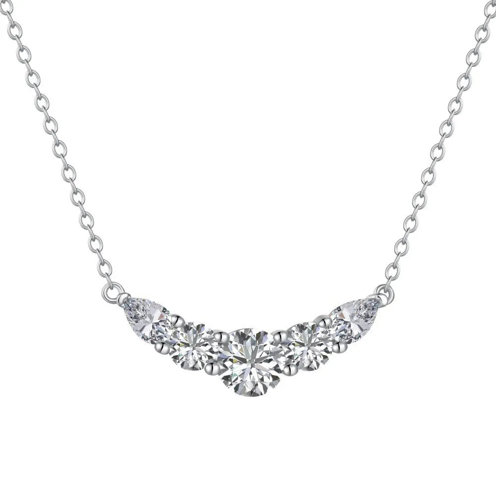 925 silver zircon inlaid women's necklace in platinum colour on white background