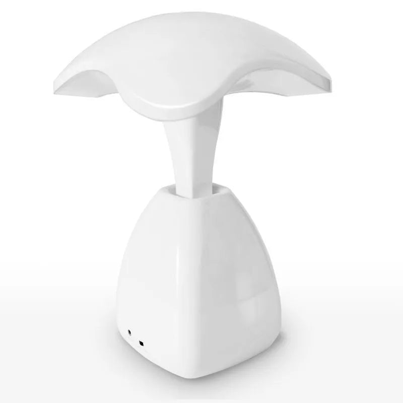 White modern LED desk lamp with touch control and built-in battery for bedroom study lighting