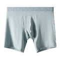 Men's lengthened modal ice silk boxer shorts with hip lifting in blue, front view