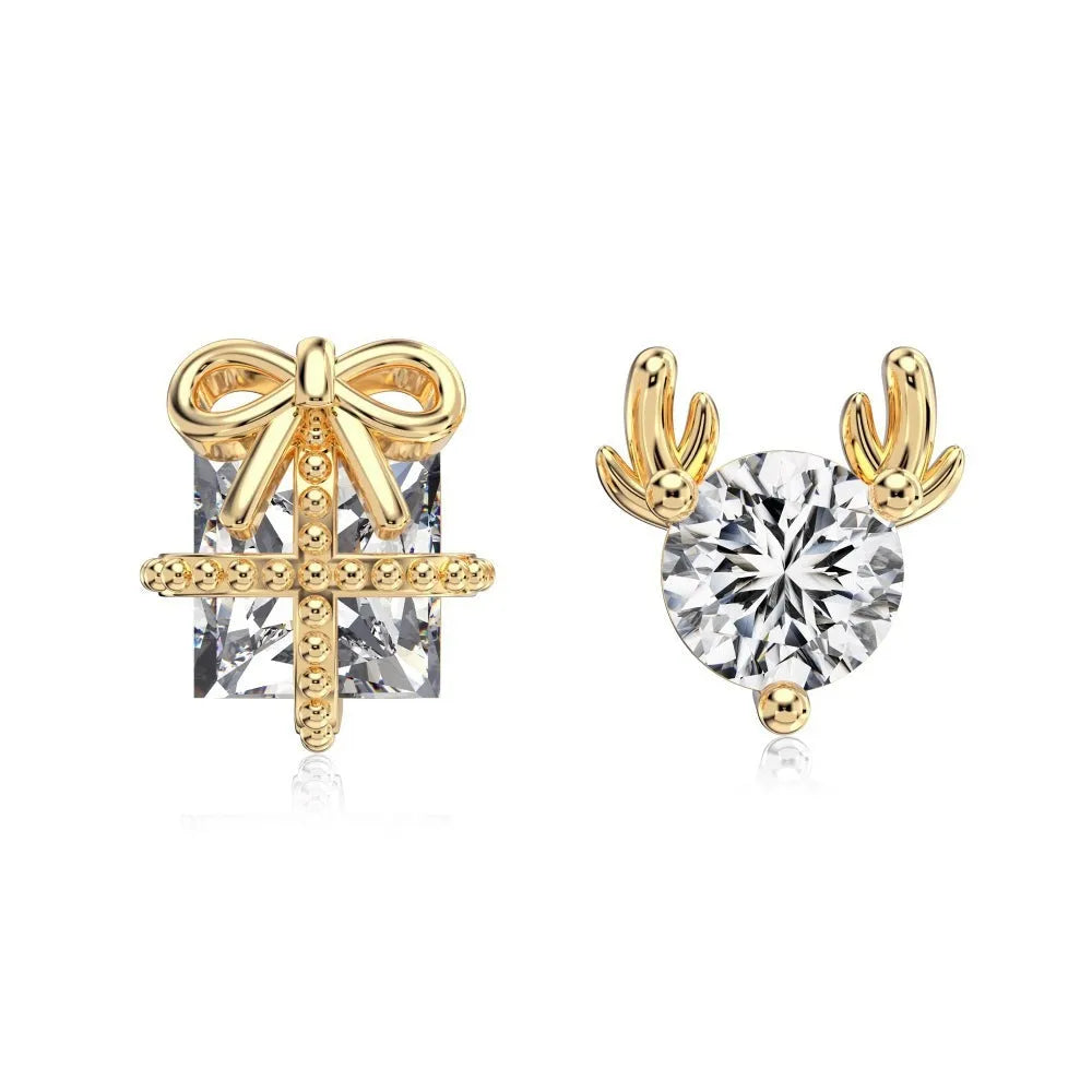 S925 sterling silver necklace and earring set with gold animal pendant for women