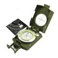 K4074 metal and ABS outdoor compass with hanging rope, shown with dimensions 10 by 6.6 by 3.1 cm.