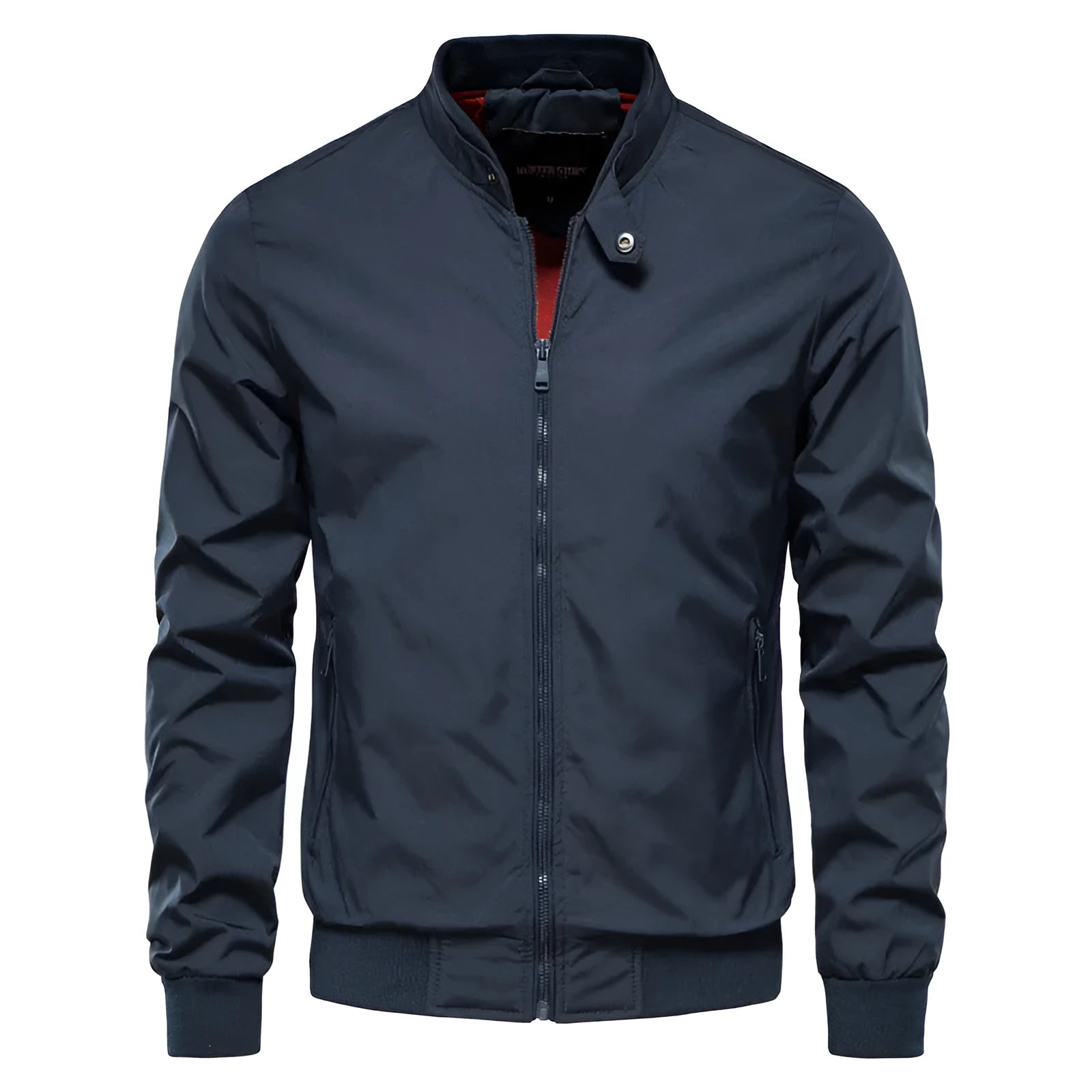 Men's thin casual jacket in polyester fabric showing solid colour design