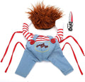 Striped Halloween harness costume for pets with knife accessory in 3-piece set