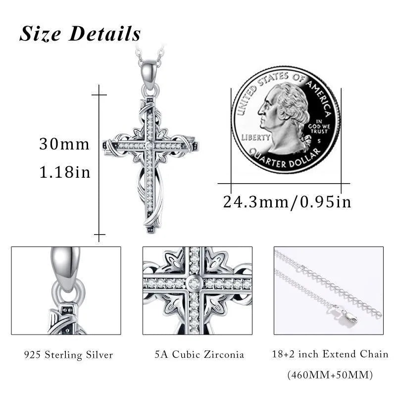925 sterling silver cross pendant necklace for women silver colour 26mm by 17.5mm