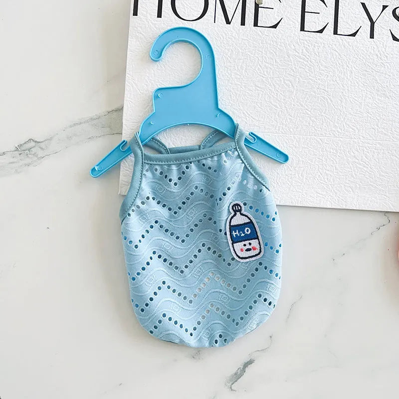 Cool mesh breathable strap pet vest for dogs and cats in blue colour option
