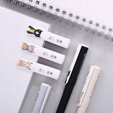 Black gel pen with full needle tube, plastic body 14.1x1.1cm, non-erasable ink