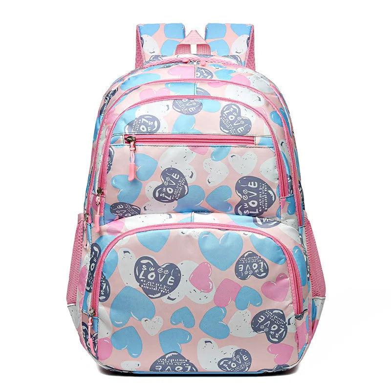Blue student school backpack with air pillow straps and large main compartment