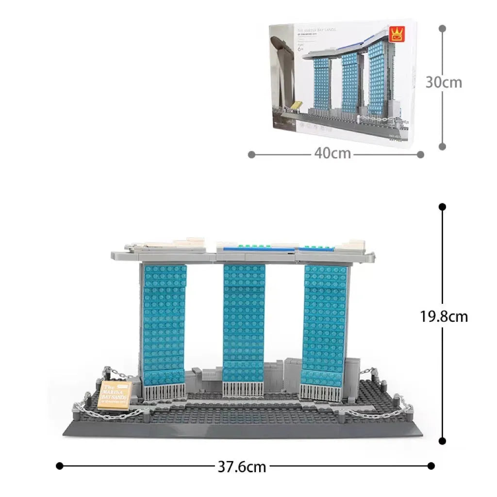 Wange building block street view set with landmark pieces including Eiffel Tower and Big Ben