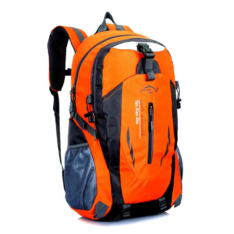 Large waterproof Oxford cloth travel backpack showing computer pocket and dual straps in multiple colour options