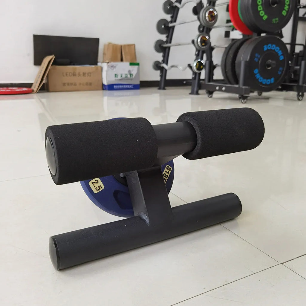Black steel plate inner calf muscle trainer on floor with compact 36x21.5x38.5cm dimensions