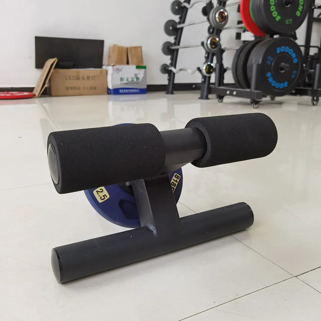Black steel plate inner calf muscle trainer on floor with compact 36x21.5x38.5cm dimensions