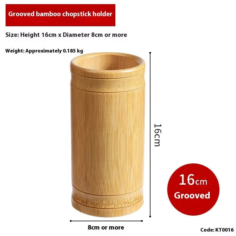 Natural bamboo chopstick holder with creative bevel design for kitchen utensil organisation
